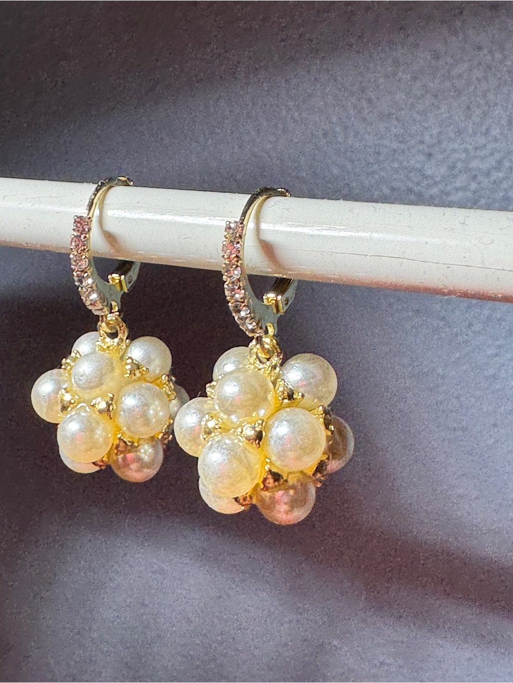 Gold Pearl Cluster Drop Earrings - Women Jewelry